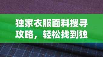独家衣服面料搜寻攻略，轻松找到独特面料资源！